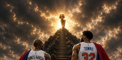 Ilustración de los dominicanos David Jones-García y Karl Towns hacia el título de la NBA.
