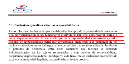 Conclusiones de la auditoría de la Cámara de Cuentas a la gestión de Roberto Fulcar