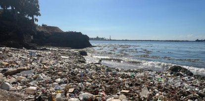 Cientos de metros de costa sepultados bajo toneladas de desechos sólidos y vegetación acuática.. Jorge González