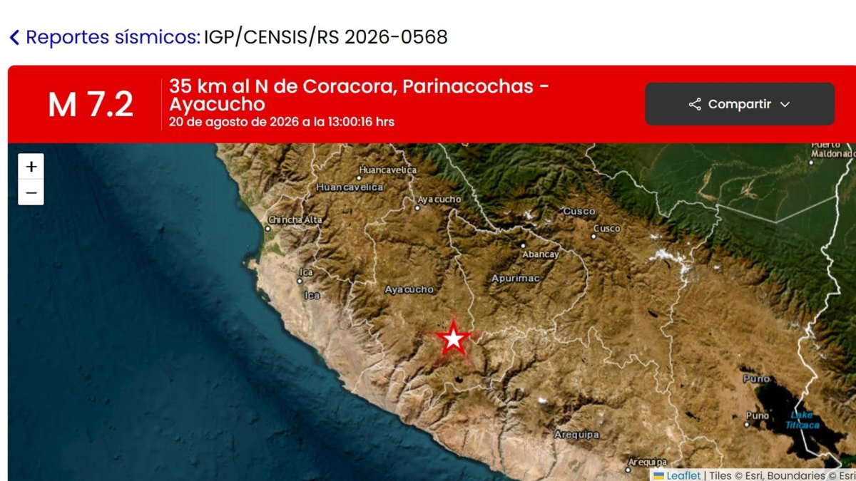 Sismo de 7.2 sacude Perú sin daños reportados hasta ahora
