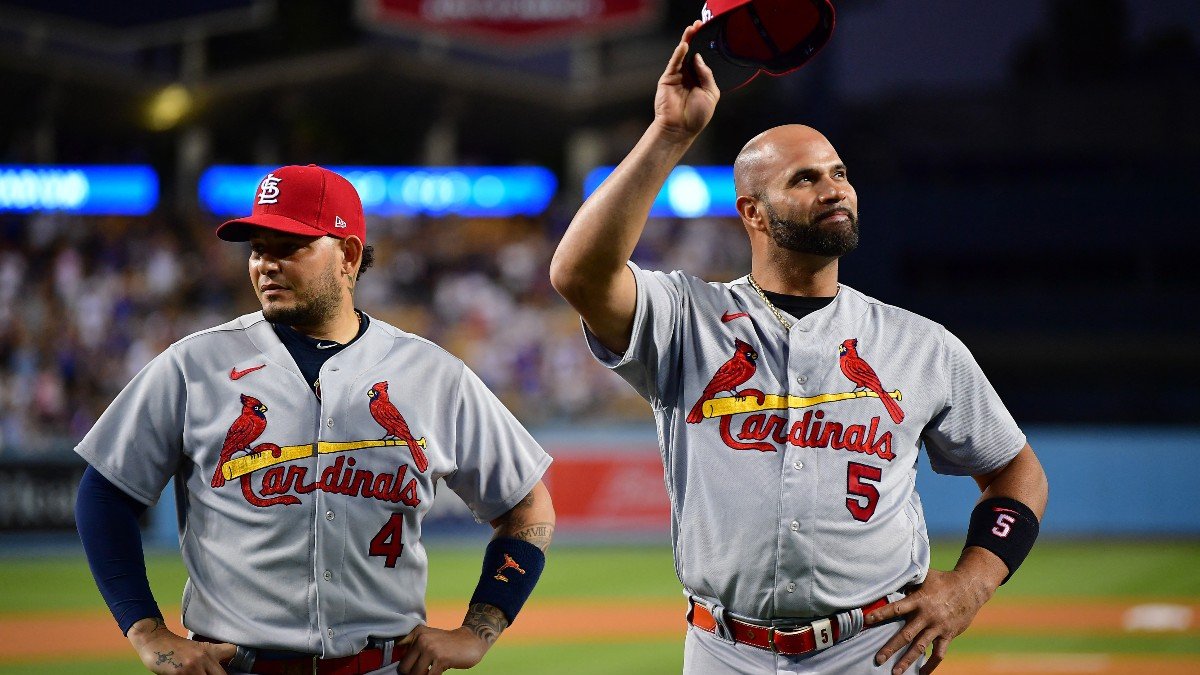 Yadier Molina y Albert Pujols en su último día como jugadores en Grandes Ligas