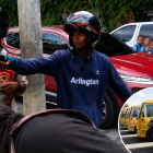 Momento de tensión registrado en el sector Café de Herrera, en Santo Domingo Oeste, durante el incidente en el que un conductor del transporte escolar TRAE fue agredido presuntamente por varios motoconchistas mientras trasladaba estudiantes a clases.