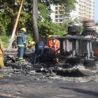 Accidente de tránsito en la avenida George Washington causa incendio fatal