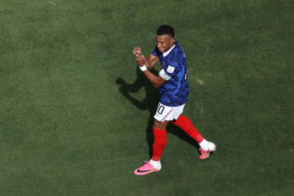 Kylian Mbappé (10) celebra tras anotar un gol para Francia en el partido contra Senegal por el Grupo I del Mundial, el martes 16 de junio de 2026. (AP Foto/Pamela Smith)