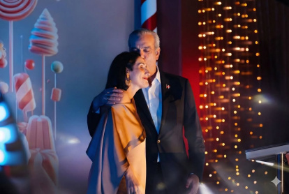 El presidente Luis Abinader junto a la primera dama Raquel Arbaje