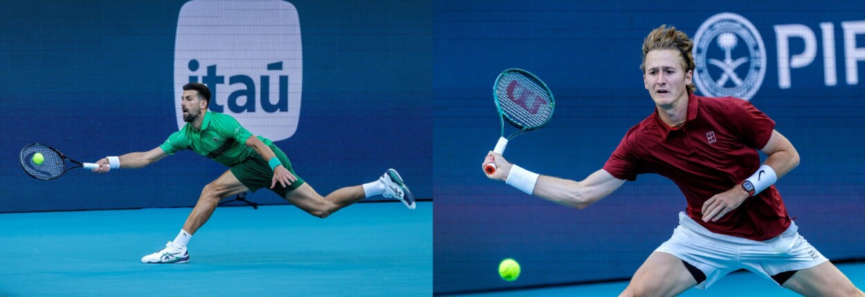 Novak Djokovic en acción durante el Miami Open