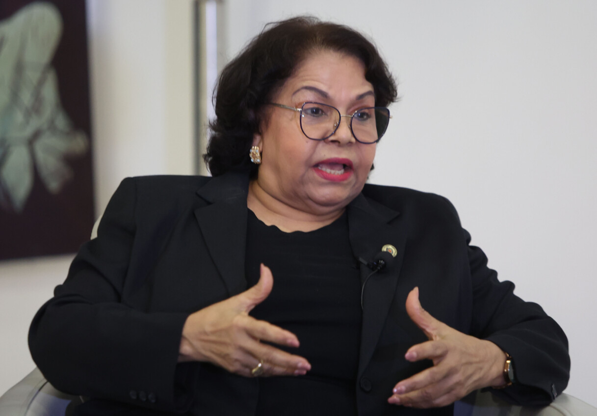 Emma Polanco, presidenta de la Cámara de Cuentas, durante el almuerzo semanal del Grupo de Comunicaciones Coripio. /Foto de José de León