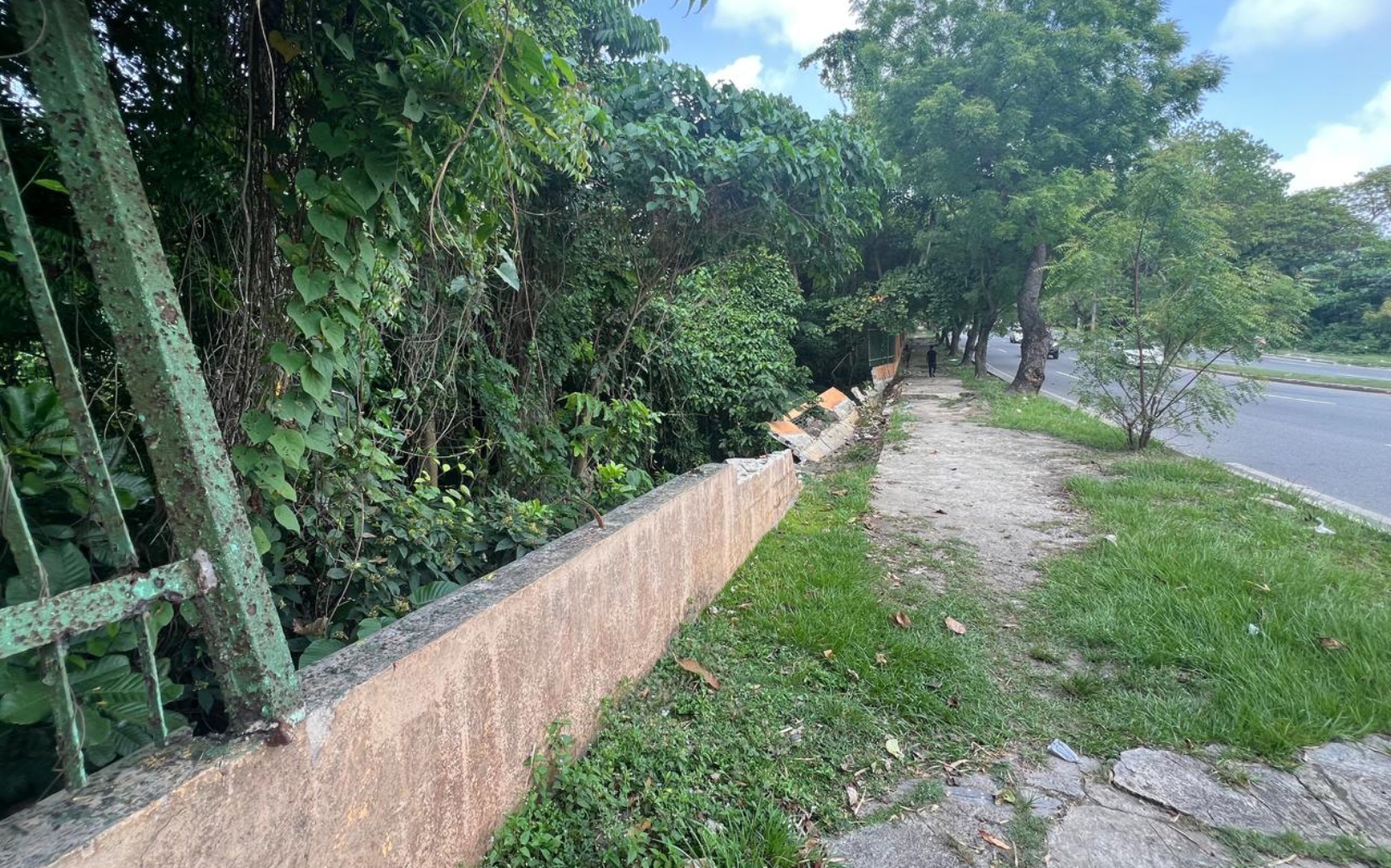 Parte del cerco perimetral del Parque Mirador Norte fue destruido por las lluvias del mes anterior. Jorge González