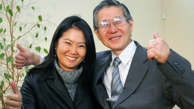 Keiko Fujimori y su padre, el expresidente Alberto Fujimori.