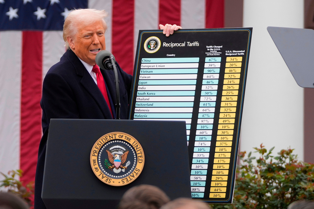 ARCHIVO - El presidente de Estados Unidos, Donald Trump, habla durante un evento en el que anuncia nuevos aranceles en la Casa Blanca en Washington el 2 de abril de 2025. (Foto AP/Mark Scheffelbein/Archivo)