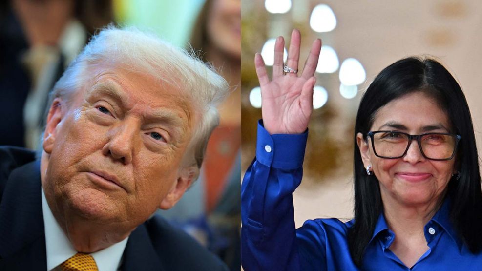 El presidente de Estados Unidos, Donald Trump y la presidenta interina de Venezuela, Delsey Rodríguez.