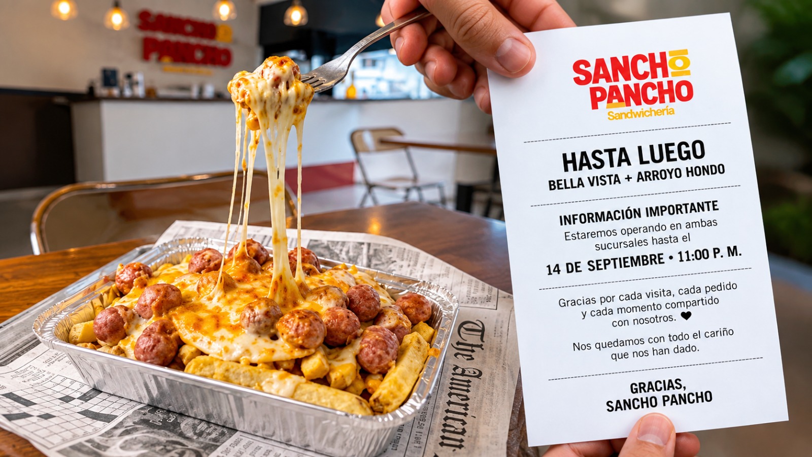 Anuncio de cierre de Sancho Pancho.