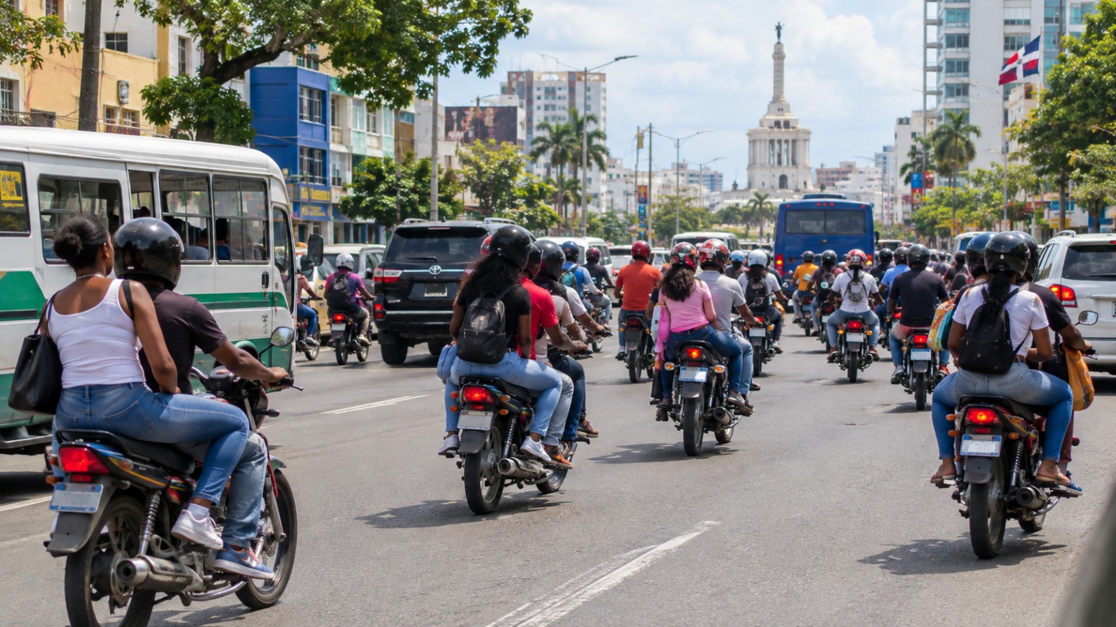 Motoristas en Santo Domingo