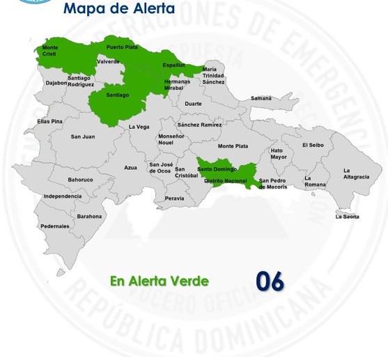 Mapa de alerta del COE