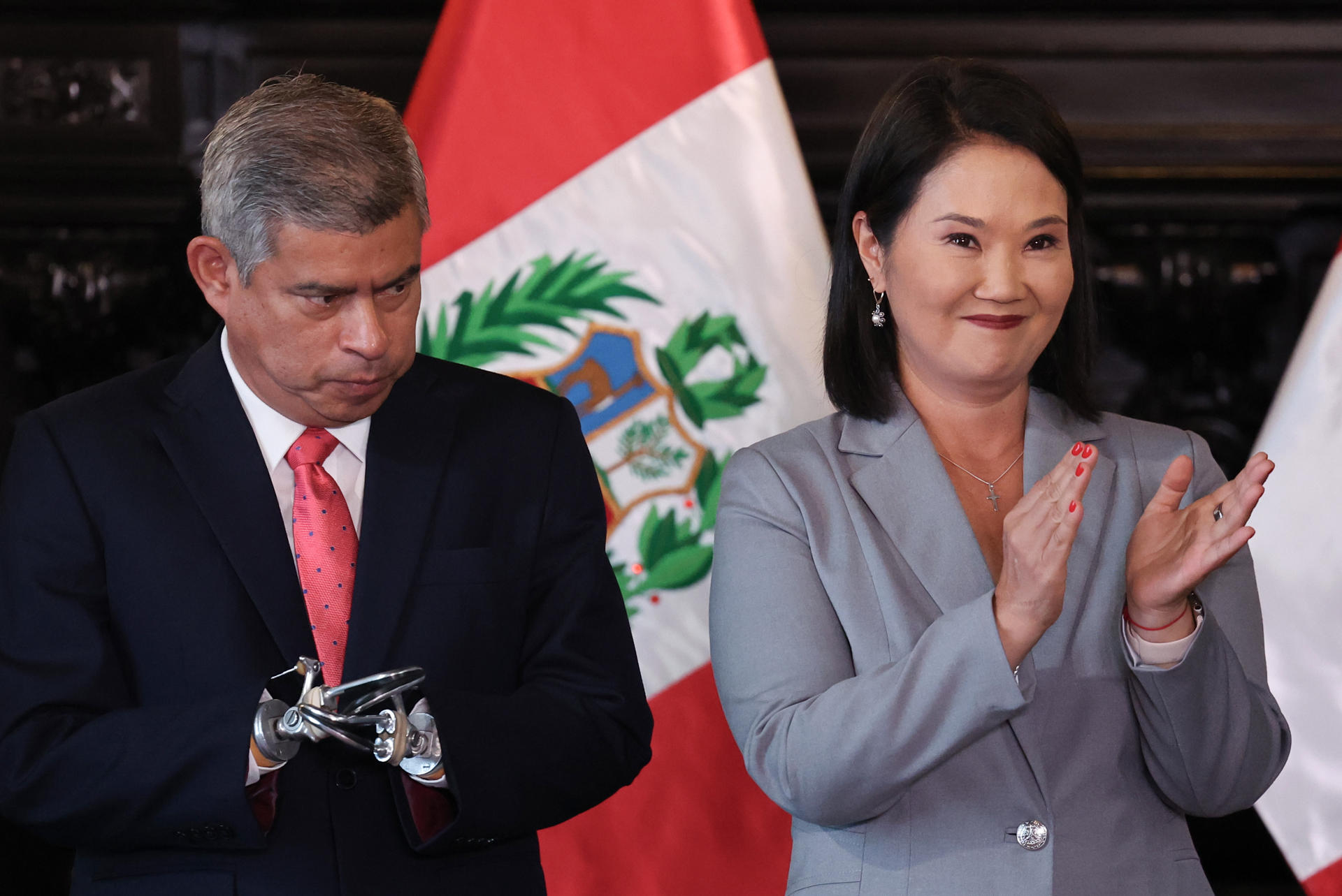 La presidenta de Perú, Keiko Fujimori, y el primer ministro, Luis Galarreta.