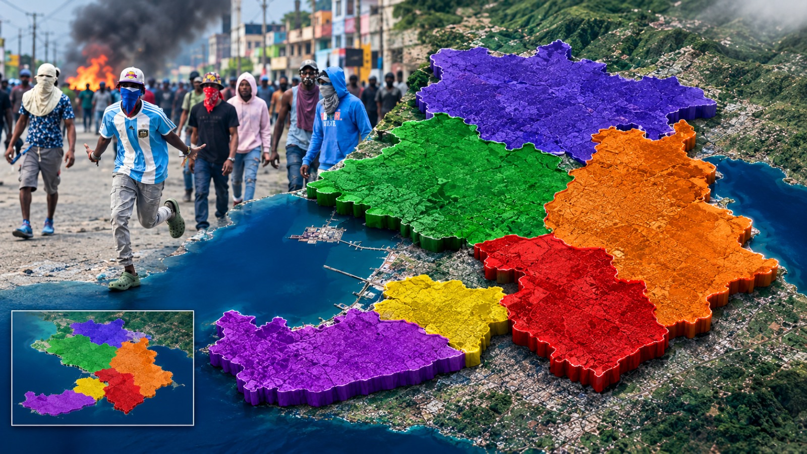 Mapa de áreas controladas por bandas haitianas en Puerto Príncipe.
